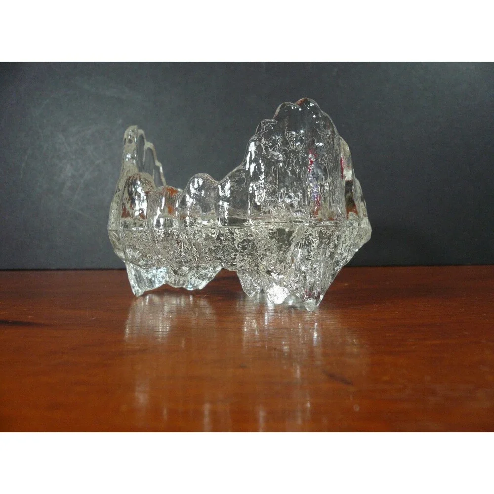 Clear Glass Icicle Candle Holder - Holds 3 1/2